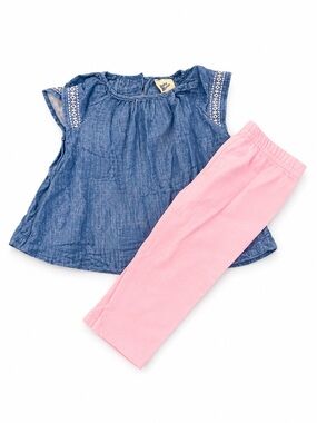 Girls Baby Bgosh Top & Pink Elastic-Waist Leggings - Soft Stretch